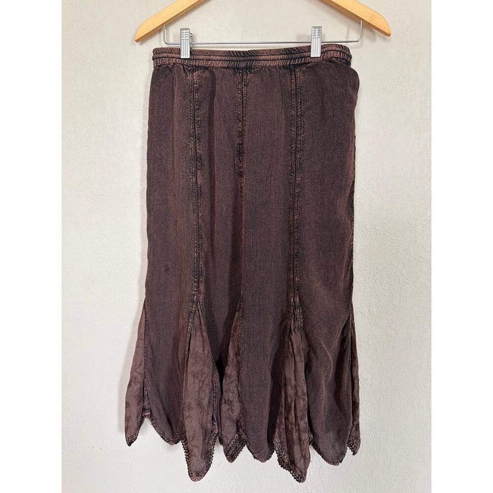 Urban Tribe Vintage Boho Western Embroidered Brown Skirt SZ S - Picture 2 of 7